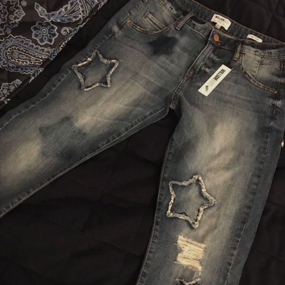 NWT $99 William Rast | Timberlake |Best Friend | Timber | Star Patch Jeans - Picture 3 of 13